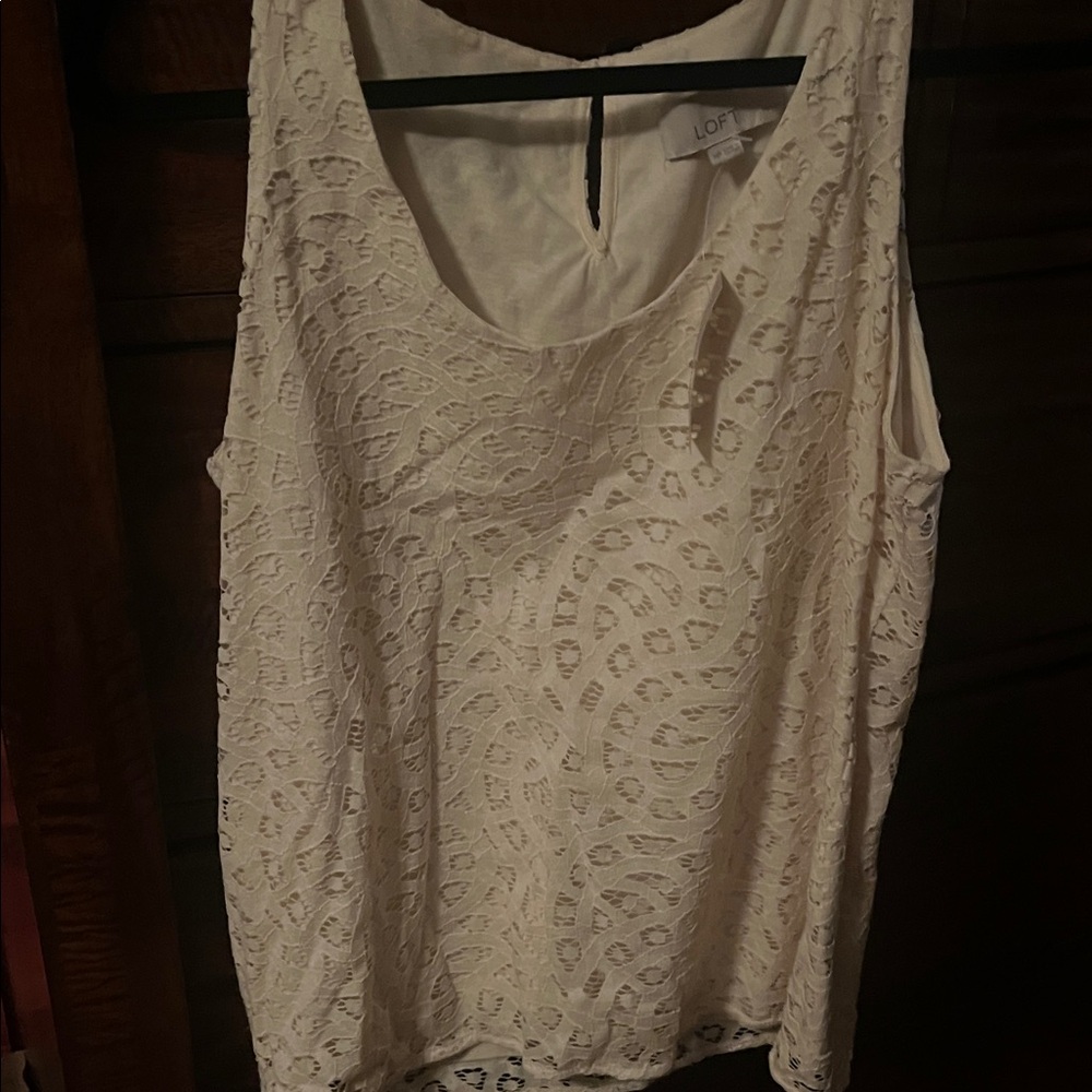 LOFT Cream Blouse with Eyelet Detail